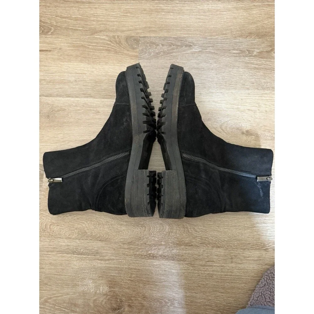 Thursday Boot Company Black Suede Zip Lug Sole Boots Women’s Size 9.5